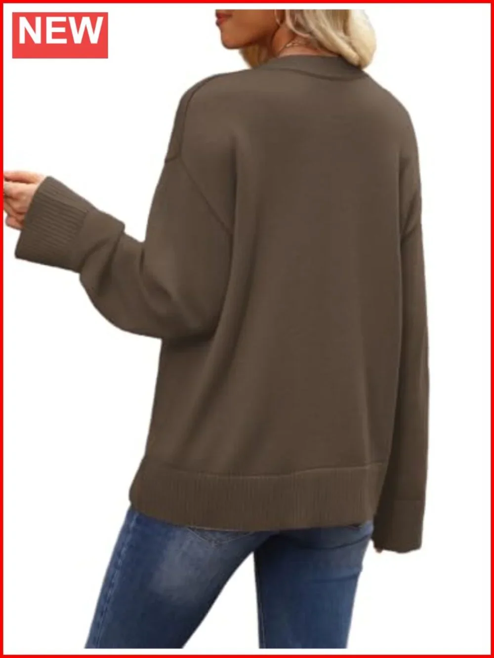 Womens Crew Neck Long Sleeve Pullover Sweater Soft Knit Oversized Casual Fall